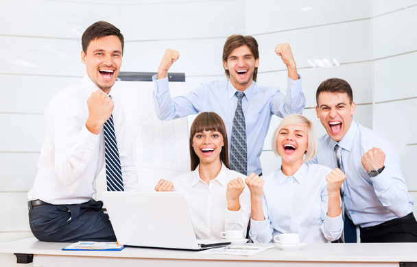 Successful excited Business people group team - Фото, зображення