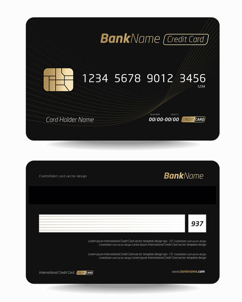 Reális részletes hitelkártya készlet színes absztrakt design háttér - Vektor, kép