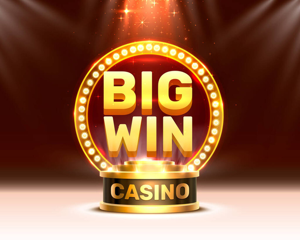 Big win slots 777 banner casino, frame light. - Vector, Image