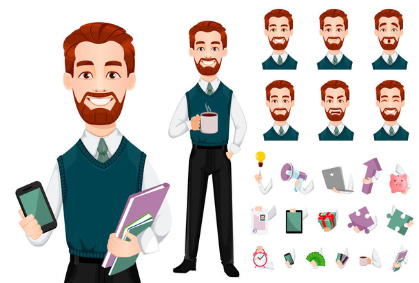 Successful business man. Handsome businessman. - Vector, Image
