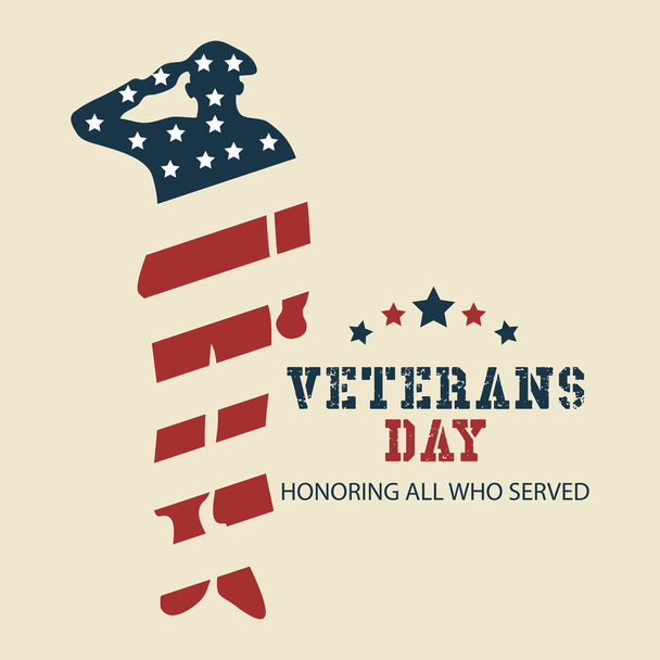 Veterans day honoring all who served poster celebration. November 11. - Vektor, Bild