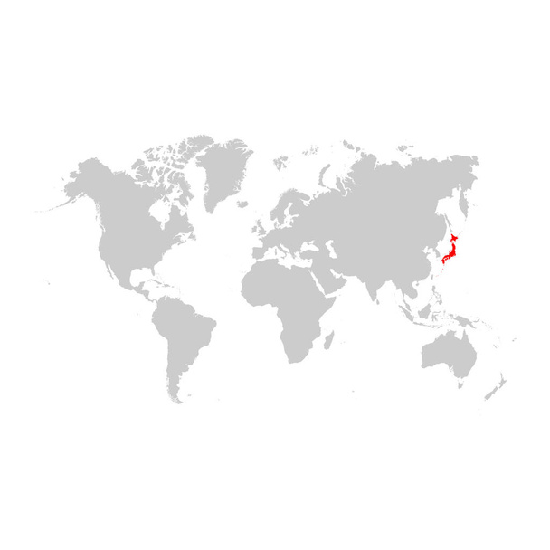 世界地図上の日本します。 - ベクター画像