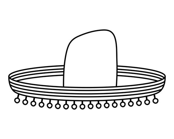 traditionele mexicaanse hoed geïsoleerd pictogram - Vector, afbeelding