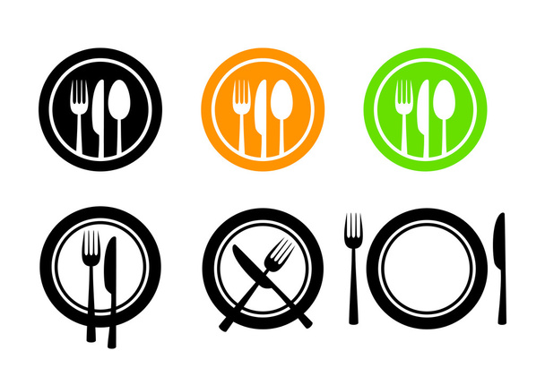 Ikonen für Teller und Besteck - Vektor, Bild