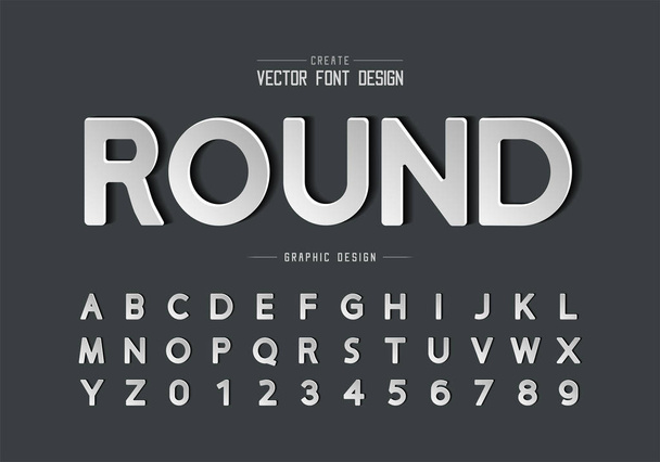 Paper font and round alphabet vector, Design typeface and number, Graphic text on background - Vector, Image