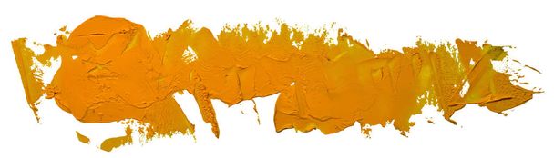 Длинный ручной рисунок маслом желтый штрих кисти на белом фоне
. - Вектор,изображение