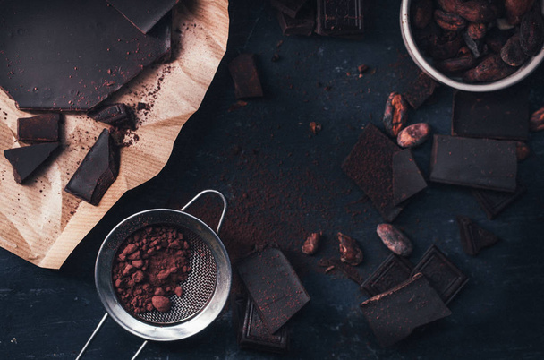 dark chocolate, selective focus - Foto, imagen