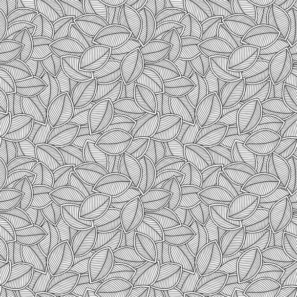 Seamless doodle  leaves pattern for coloring book.  - Вектор,изображение