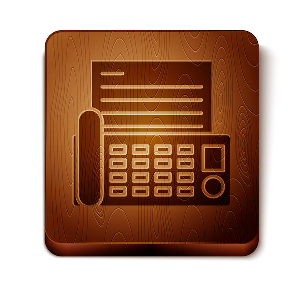 Icono de fax marrón aislado sobre fondo blanco. Teléfono de oficina. Botón cuadrado de madera. Ilustración vectorial
 - Vector, imagen
