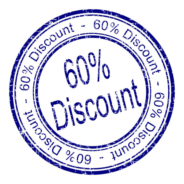 синій 60% Дисконтна гумова марка ілюстрація
 - Фото, зображення