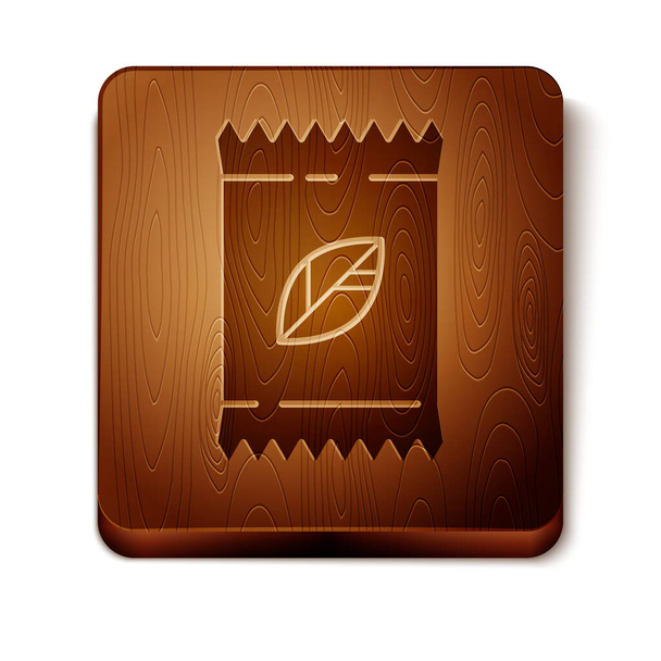 Brown Emballage rempli de graines d'une icône de plante spécifique isolées sur fond blanc. Bouton carré en bois. Illustration vectorielle
 - Vecteur, image