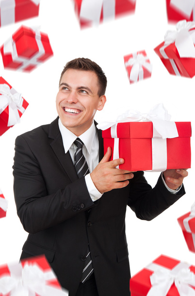 Business man hold gift box - Foto, immagini