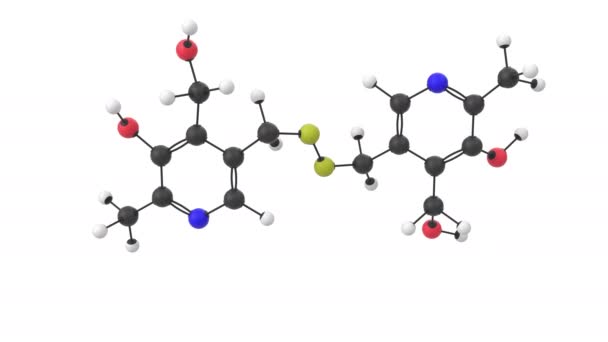 3D-animatie van een vitamine B6-pyritinolmolecuul met alfa-laag - Video