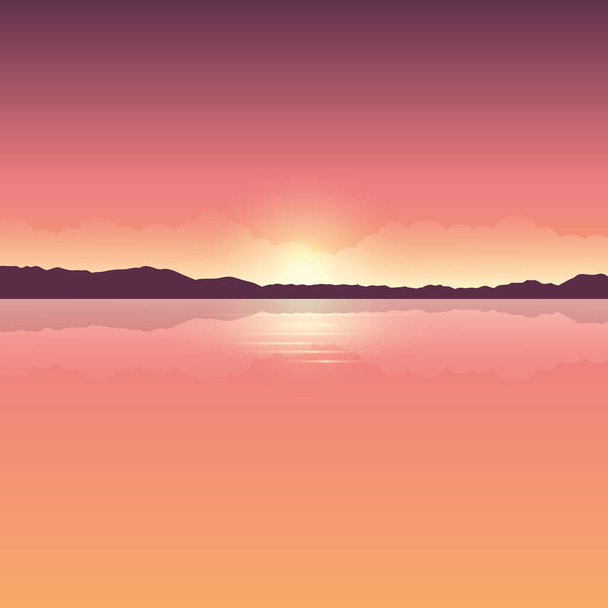 romantický oranžový západ slunce oceánské krajiny - Vektor, obrázek