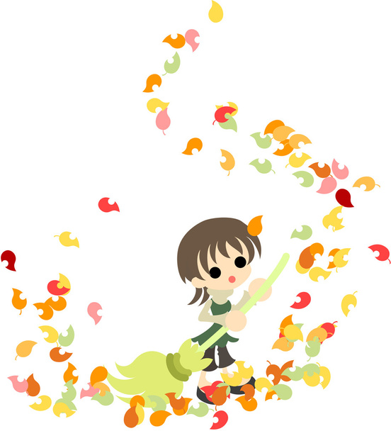 Cleaning of fallen leaves - Vector, Image