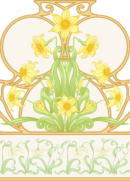 Spring flowers seamless pattern, background. - Vector, imagen
