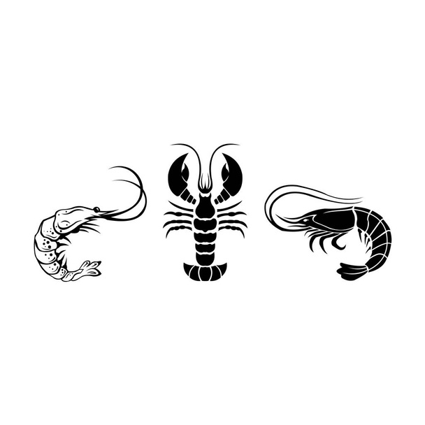 エビメニューのロゴ、エビ店のロゴ、エビレストランのロゴデザインベクトルテンプレート - ベクター画像