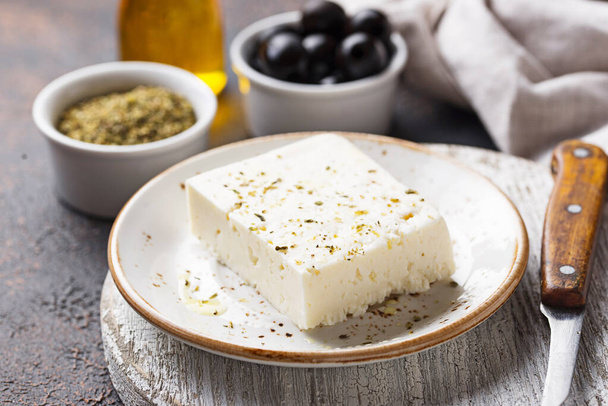 Fresh feta cheese with spices - 写真・画像