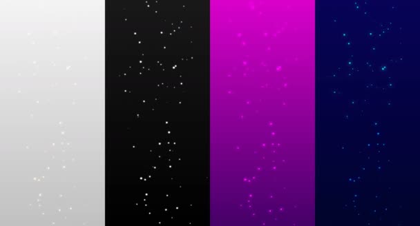 Set of seamless looped animated background with little flying particles. Royal violet, navy blue, white and black. Stories in social media. Festive magic animation. Elegant glamour. Black Friday BG - Footage, Video