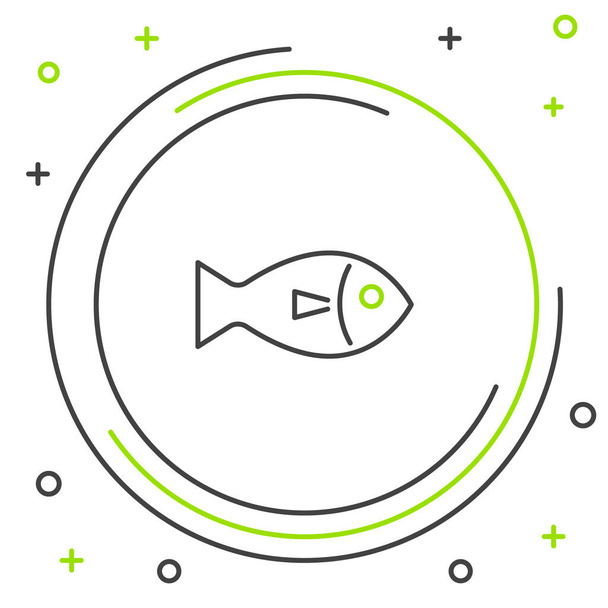Чорно-зелена лінія значок риби ізольовано на білому тлі. Барвиста концепція контуру. Векторна ілюстрація
 - Вектор, зображення
