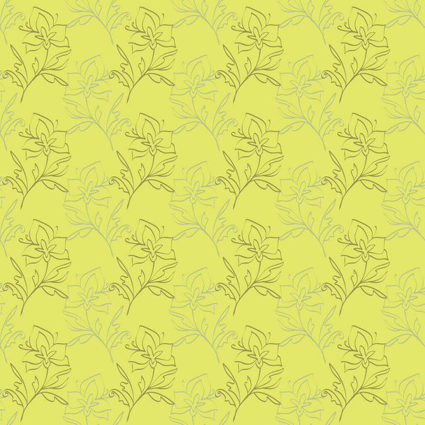 Floral απρόσκοπτη μοτίβο με αφηρημένα φύλλα, λουλούδια. - Διάνυσμα, εικόνα