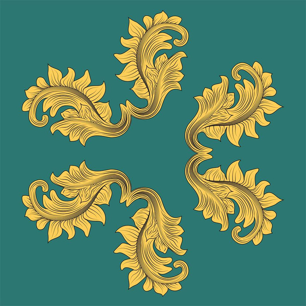 Victorian element in retro style. Abstract geometric carpet. Decorative ornament. - Vector, Image