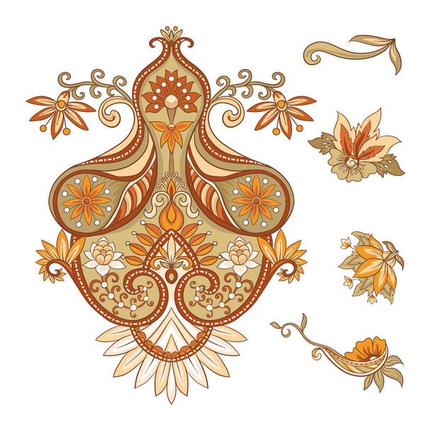 Pattern with traditional paisley. Floral vector - Vector, afbeelding