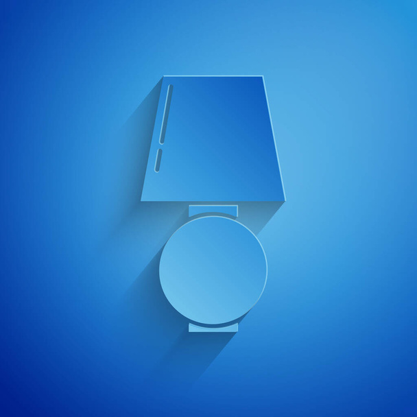 Κοπή χαρτιού Εικόνα επιτραπέζιου λαμπτήρα που απομονώνεται σε μπλε φόντο. Στυλ χάρτινης τέχνης. Εικονογράφηση διανύσματος - Διάνυσμα, εικόνα