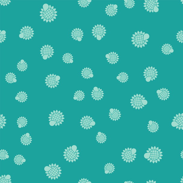 Green Sunflower icon isolated seamless pattern on green background. Vector Illustration - Vector, Image