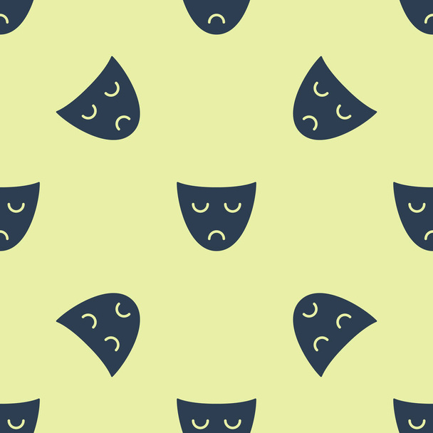 Blue Drama icône de masque théâtral isolé motif sans couture sur fond jaune. Illustration vectorielle
 - Vecteur, image