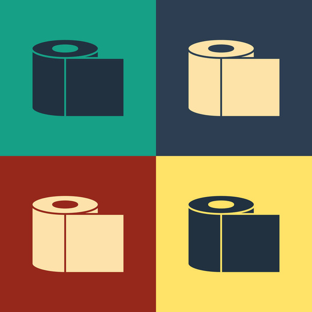 Ікона паперового ролу Color Toilet ізольована на кольоровому фоні. Малюнок у стилі вінтажу. Векторний приклад - Вектор, зображення
