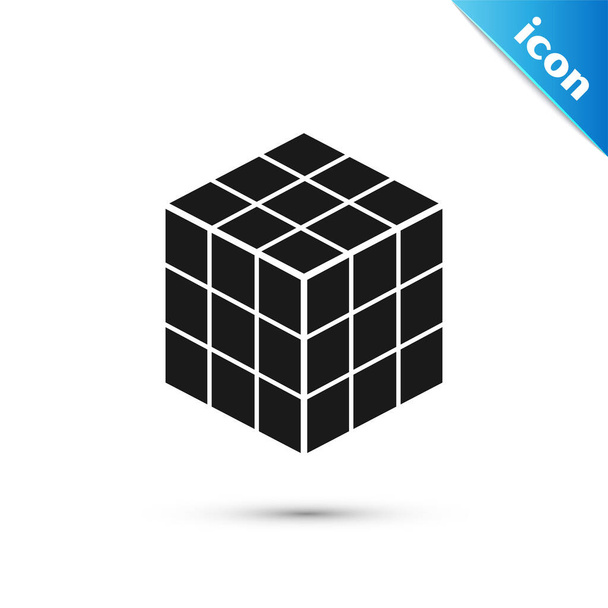 Icono de cubo Rubik negro aislado sobre fondo blanco. Juguete mecánico del rompecabezas. Cubo de Rubik 3d rompecabezas de combinación. Ilustración vectorial
 - Vector, imagen