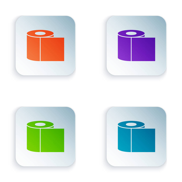 Kleur Toiletpapier roll pictogram geïsoleerd op witte achtergrond. Stel pictogrammen in kleurrijke vierkante knoppen. Vector Illustratie - Vector, afbeelding