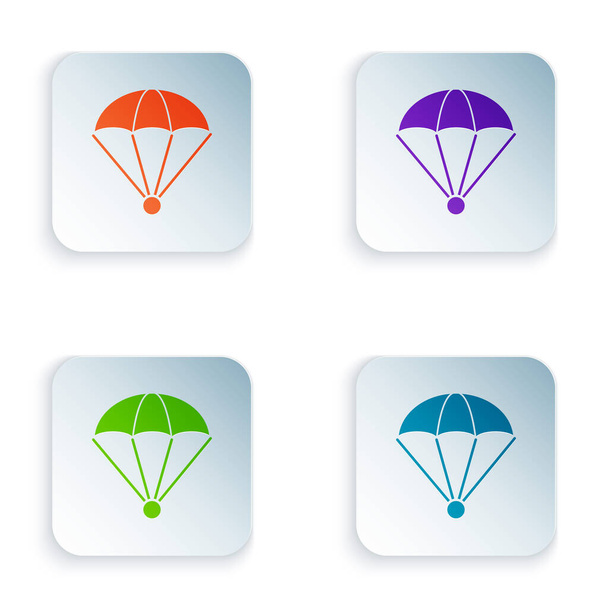 Color Parachute icon isolated on white background. Set icons in colorful square buttons. Vector Illustration - Vector, Image
