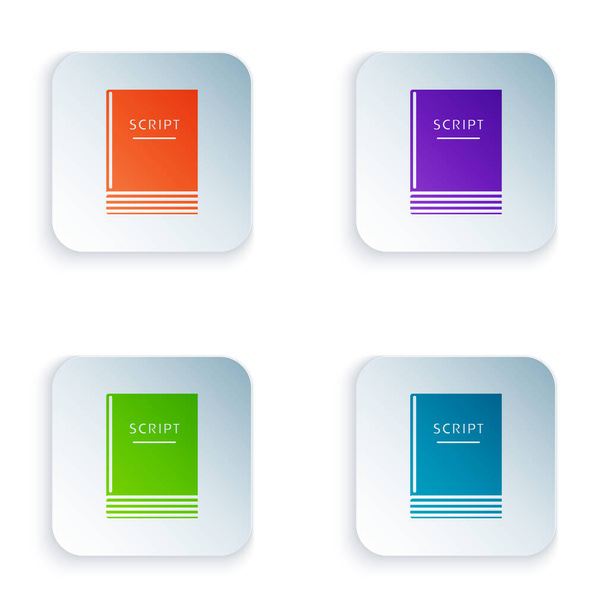 Color Scenario icon isolated on white background. Script reading concept for art project, films, theaters. Set icons in colorful square buttons. Vector Illustration - Vector, Image