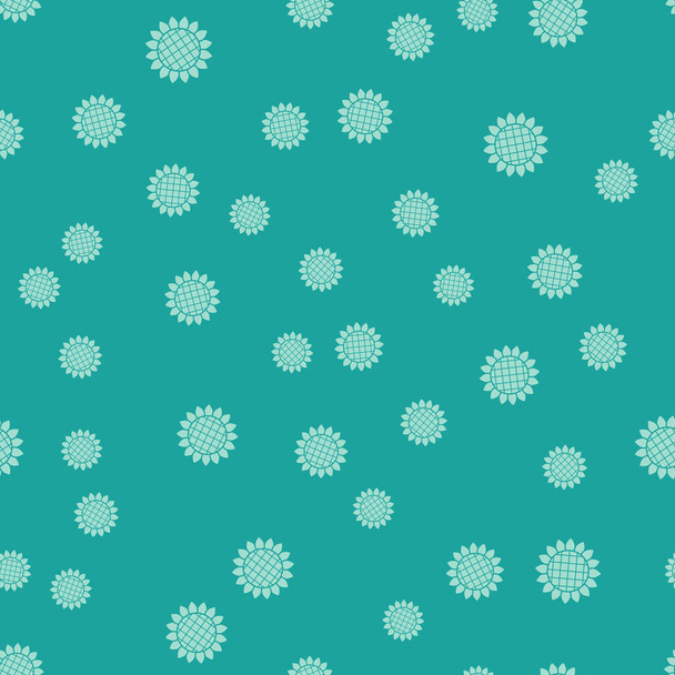 grüne Sonnenblume Symbol isoliert nahtlose Muster auf grünem Hintergrund. Vektorillustration - Vektor, Bild
