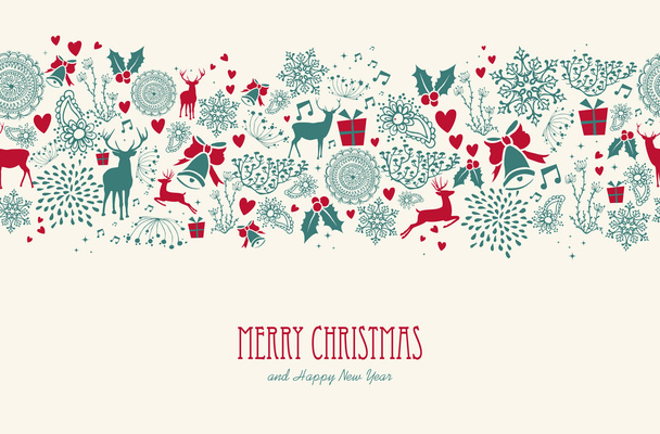 Винтажный рождественский олень бесшовный рисунок фона. S10 fi
 - Вектор,изображение