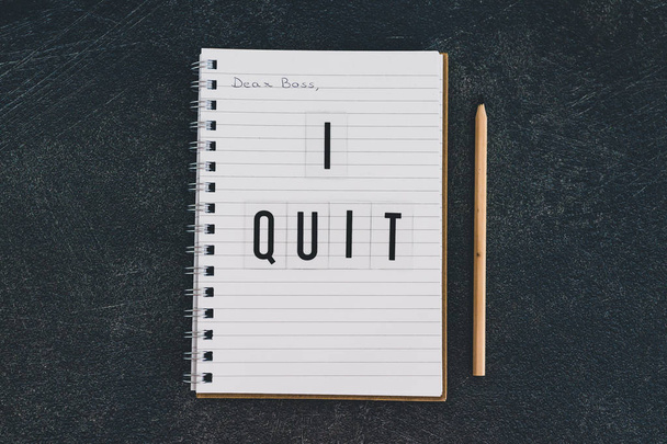 dear boss I quit message on notebook - Photo, image