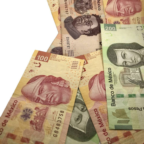Billetes de peso mexicano aislados sobre fondo blanco
 - Foto, Imagen