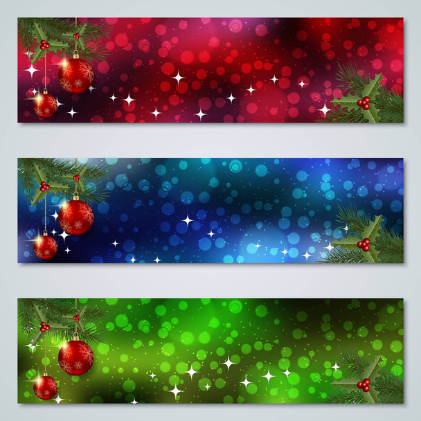 Christmas and New Year horizontal vector banners collection - Vektor, Bild