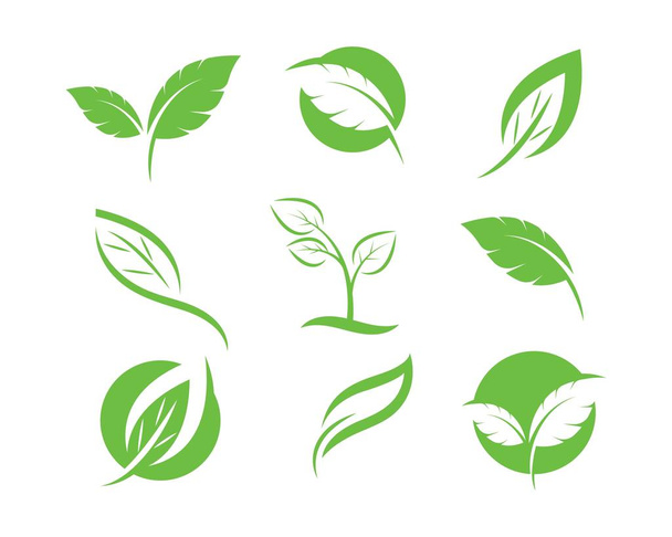 Λογότυπα του διανύσματος του στοιχείου φύση οικολογία πράσινο φύλλο - Διάνυσμα, εικόνα
