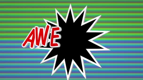 Awesome comic pop art text against colorful background - Footage, Video