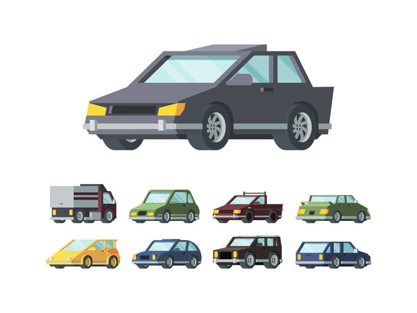 Modern automobiles models flat vector illustrations set - Vector, Image