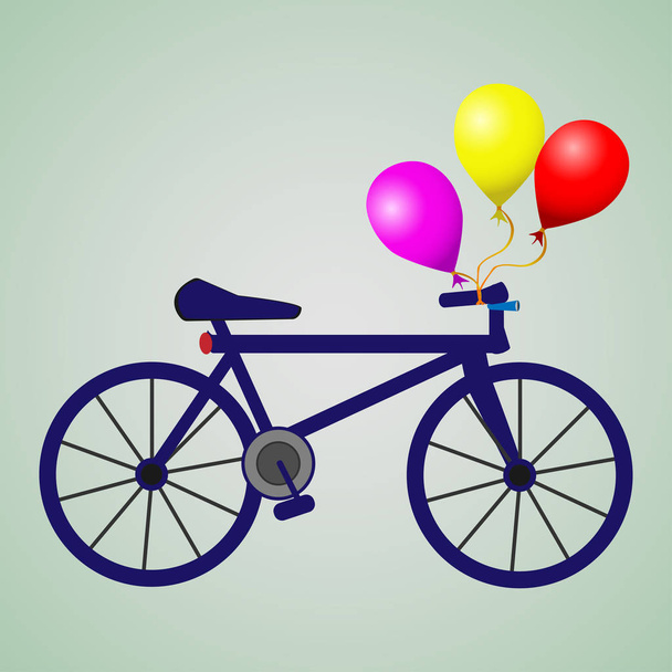 Bicycle with colorful balloons. Holiday illustration. The bicycle industry. Special offer bike shop   - Vector, Image