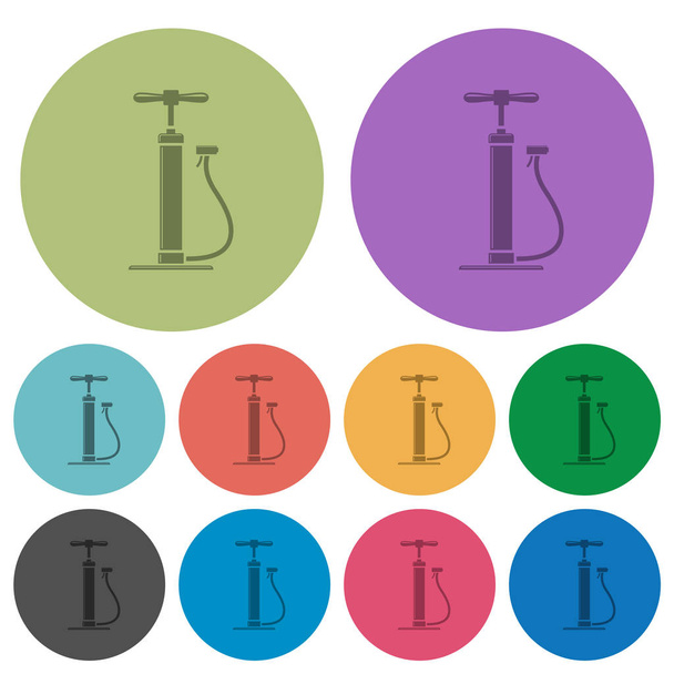 Luftpumpe mit Glanzfarbe dunklere flache Symbole - Vektor, Bild