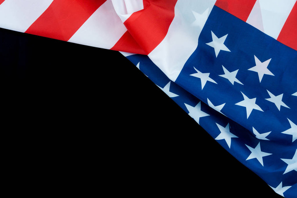 US American flag on black background. For USA Memorial day, Vete - Photo, Image