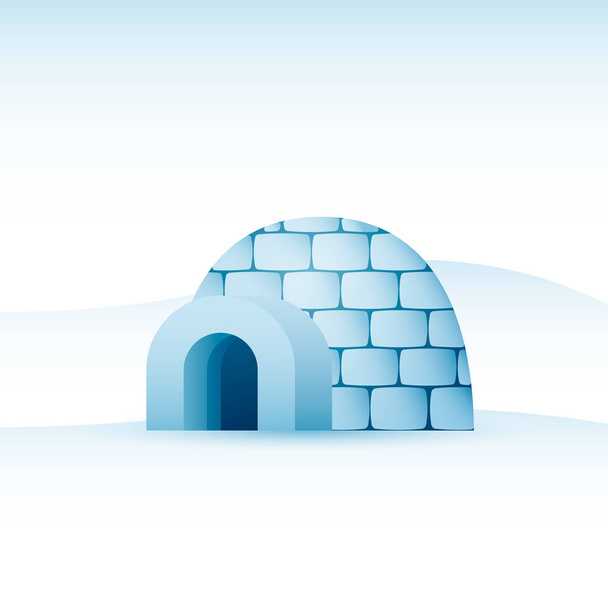 Vector icy cold house made from ice blocks illustration - Vector, Image
