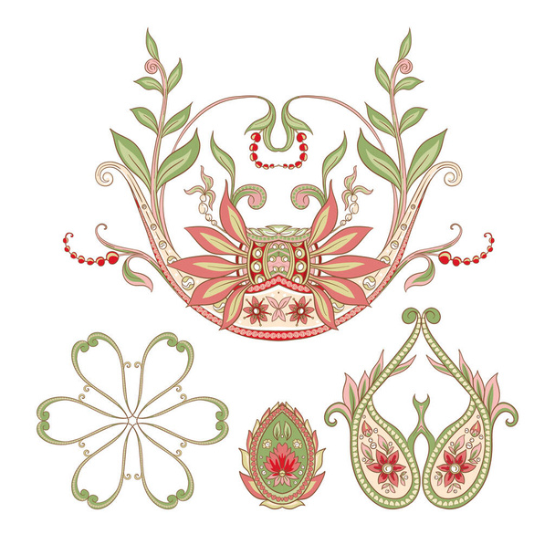 Pattern with traditional paisley. Floral vector - Vektor, kép