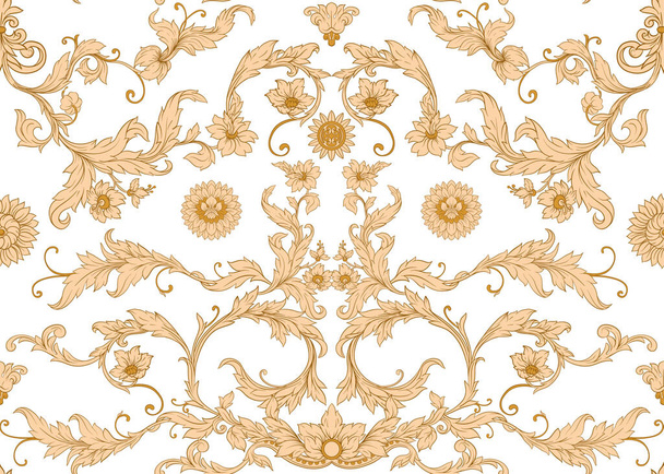 Naadloos patroon, achtergrond In barok - Vector, afbeelding