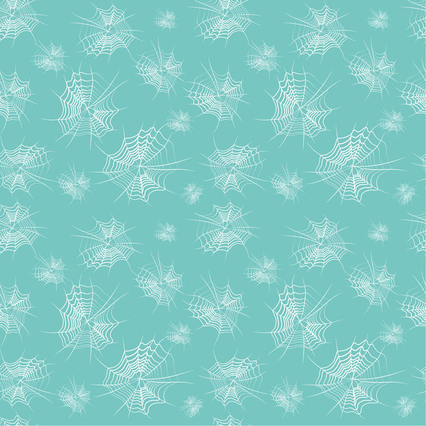 Seamless pattern: white spider webs on a blue background. Vector. illustration - Διάνυσμα, εικόνα